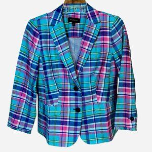 Talbots Madras Plaid Linen Blazer Size 2 – Coastal Preppy Quiet Luxury Style